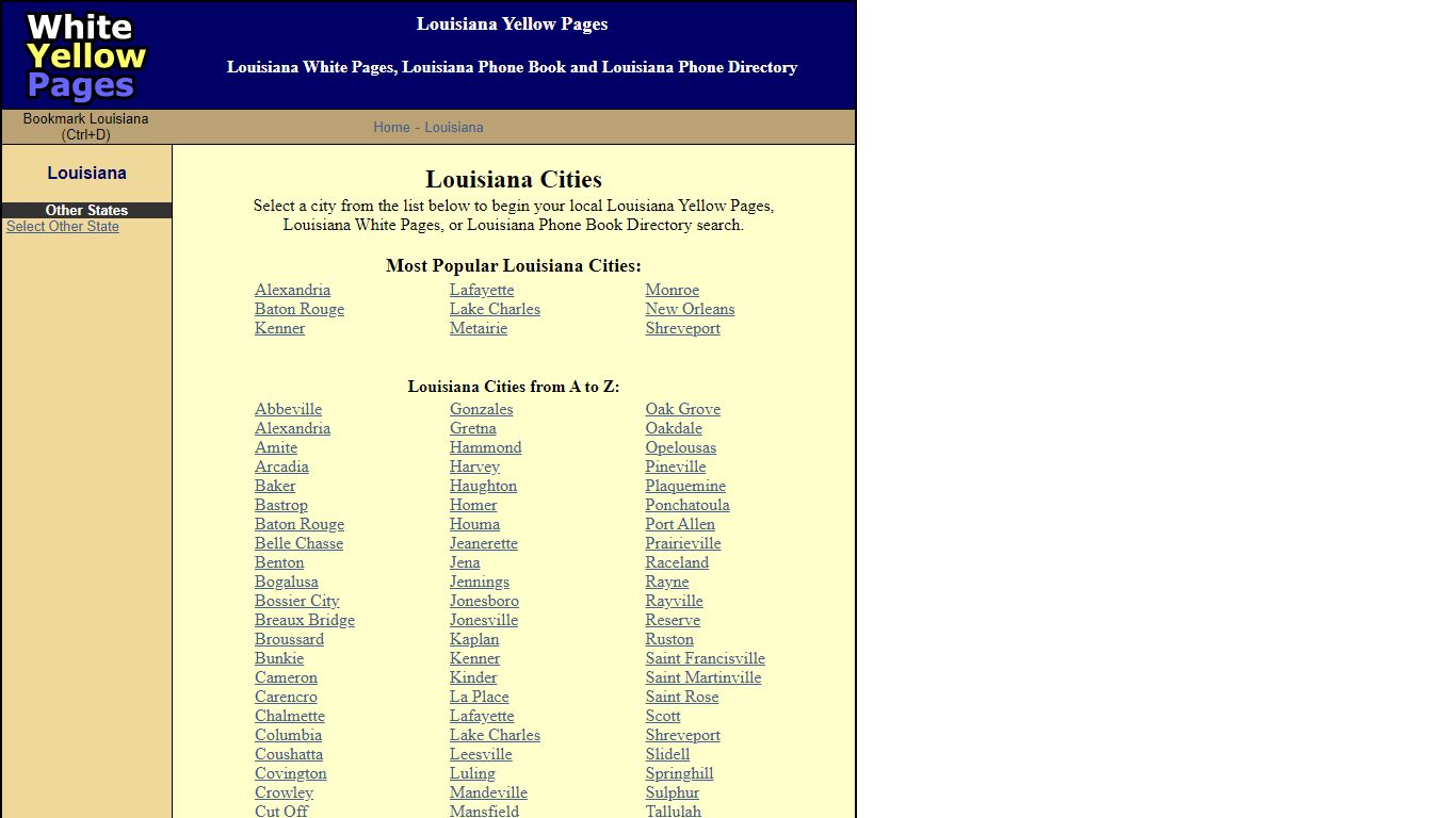 Louisiana Yellow Pages and Louisiana White Pages